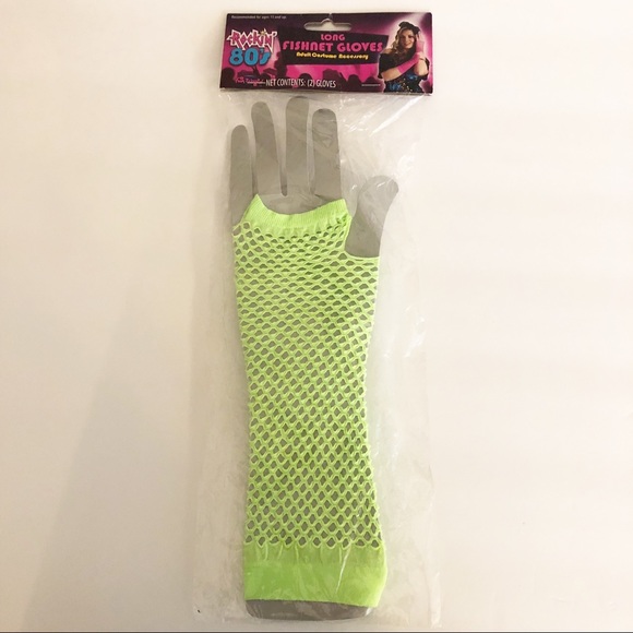 Rockin’ 80’s Neon Fishnet Costume Gloves | OS - Picture 1 of 3